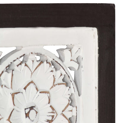 Berkfield Hand-Carved Wall Panel MDF 40x40x1.5 cm Brown and White
