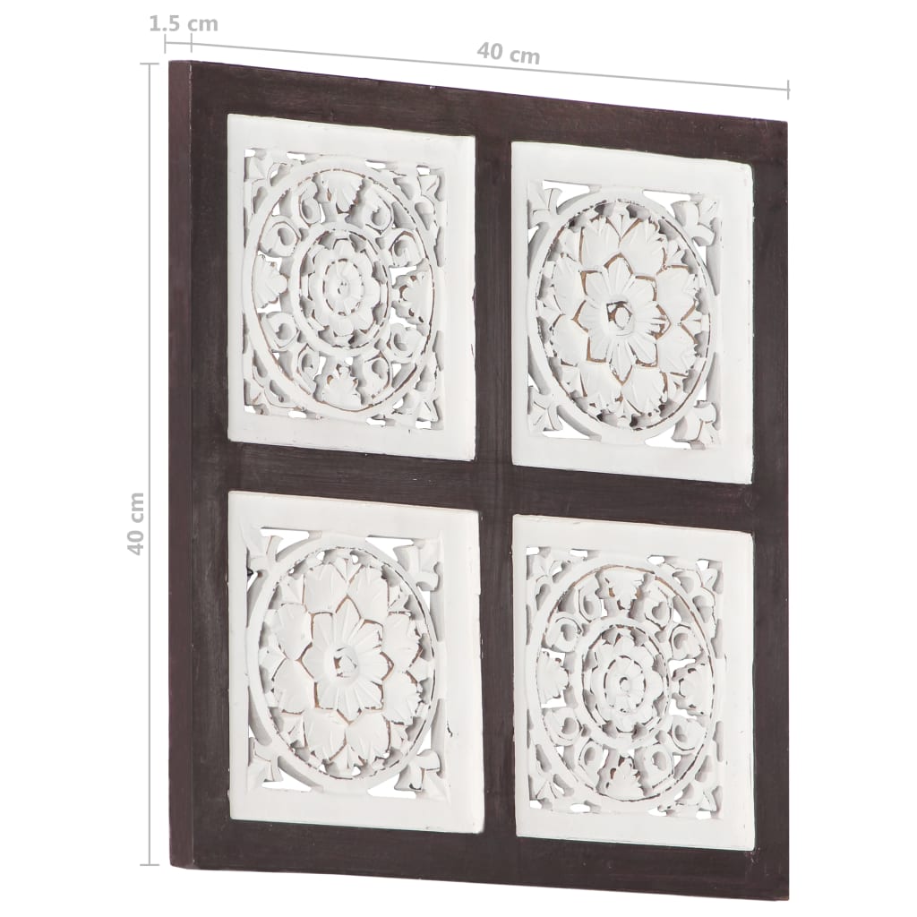 Berkfield Hand-Carved Wall Panel MDF 40x40x1.5 cm Brown and White