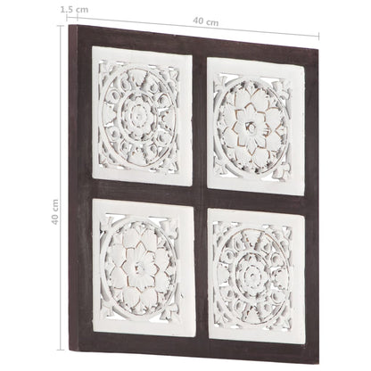 Berkfield Hand-Carved Wall Panel MDF 40x40x1.5 cm Brown and White