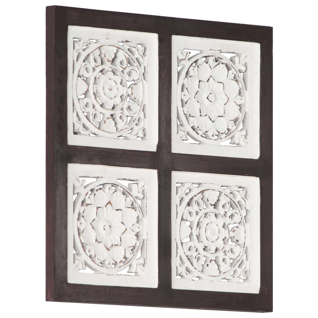 Berkfield Hand-Carved Wall Panel MDF 40x40x1.5 cm Brown and White