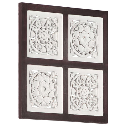 Berkfield Hand-Carved Wall Panel MDF 40x40x1.5 cm Brown and White