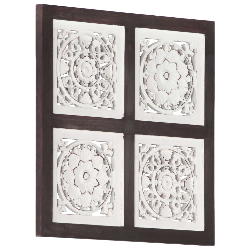 Berkfield Hand-Carved Wall Panel MDF 40x40x1.5 cm Brown and White