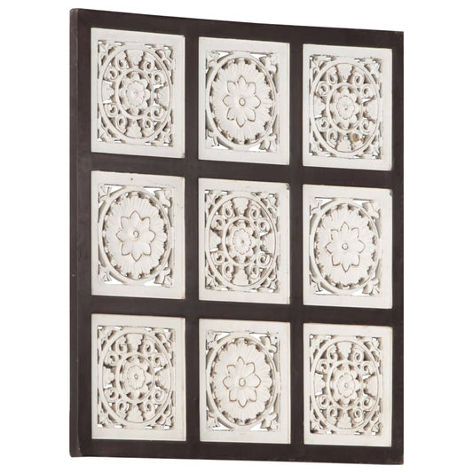 Berkfield Hand-Carved Wall Panel MDF 60x60x1.5 cm Brown and White