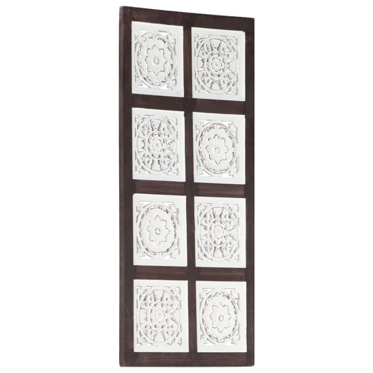 Berkfield Hand-Carved Wall Panel MDF 40x80x1.5 cm Brown and White