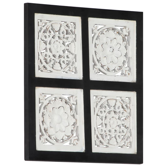 Berkfield Hand-Carved Wall Panel MDF 40x40x1.5 cm Black and White