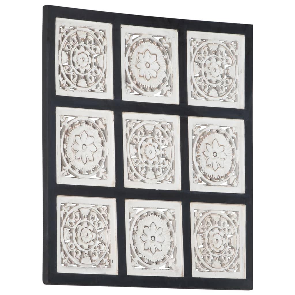 Berkfield Hand-Carved Wall Panel MDF 60x60x1.5 cm Black and White