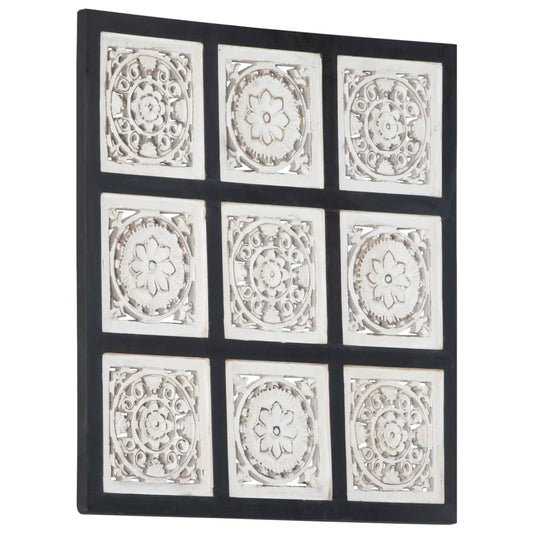 Berkfield Hand-Carved Wall Panel MDF 60x60x1.5 cm Black and White