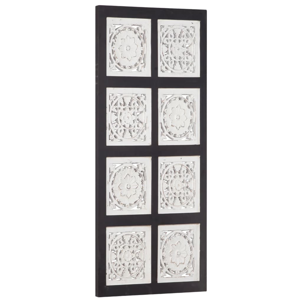 Berkfield Hand-Carved Wall Panel MDF 40x80x1.5 cm Black and White