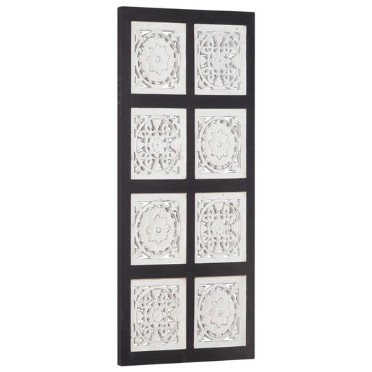 Berkfield Hand-Carved Wall Panel MDF 40x80x1.5 cm Black and White