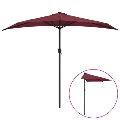 Berkfield Balcony Parasol with Aluminium Pole Bordeaux Red 270x144x222 cm Half