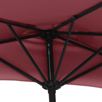 Berkfield Balcony Parasol with Aluminium Pole Bordeaux Red 270x144x222 cm Half