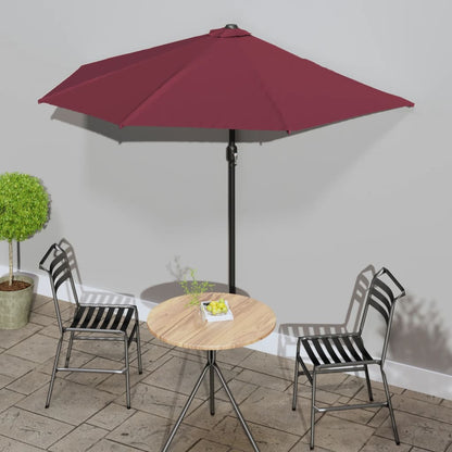 Berkfield Balcony Parasol with Aluminium Pole Bordeaux Red 270x144x222 cm Half