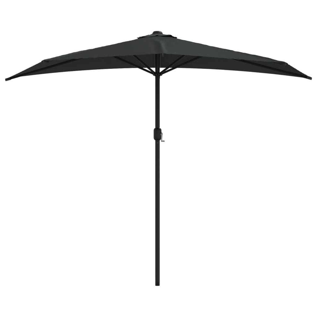 Berkfield Balcony Parasol with Aluminium Pole Black 270x144x222 cm Half