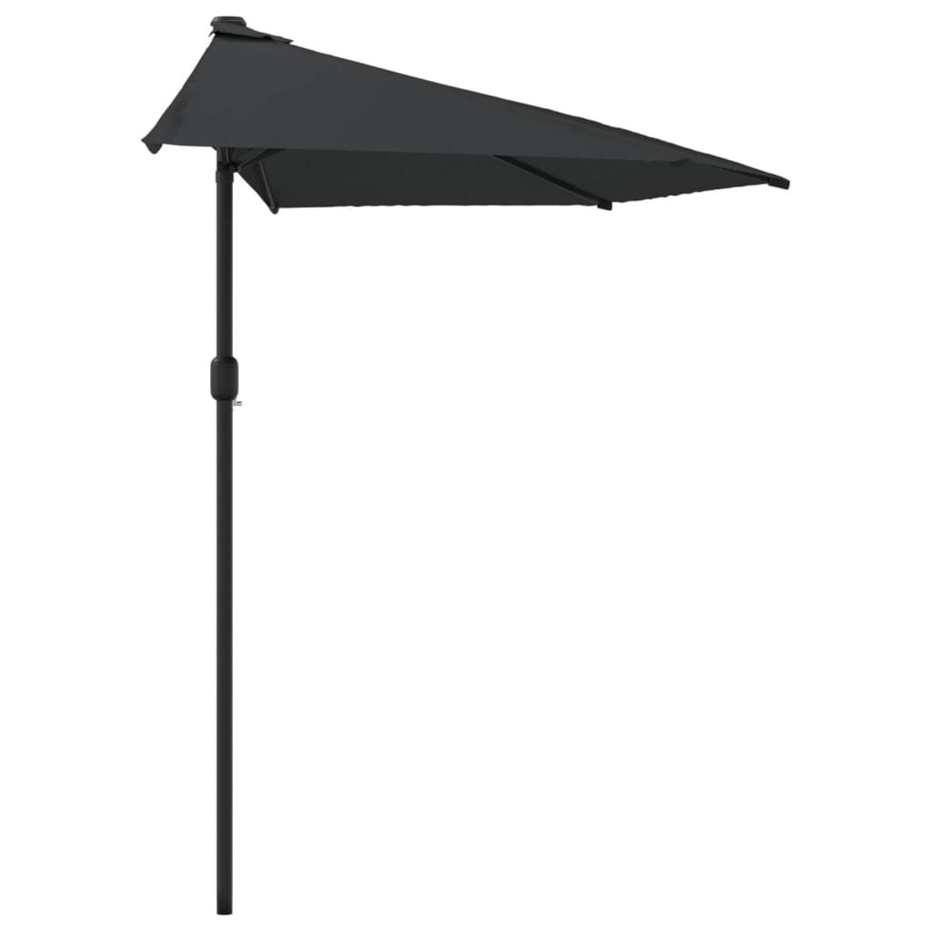 Berkfield Balcony Parasol with Aluminium Pole Black 270x144x222 cm Half