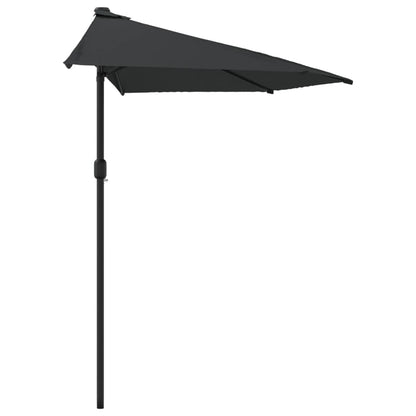 Berkfield Balcony Parasol with Aluminium Pole Black 270x144x222 cm Half