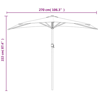 Berkfield Balcony Parasol with Aluminium Pole Black 270x144x222 cm Half
