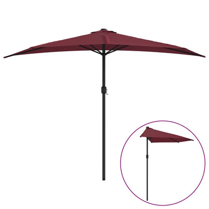 Berkfield Balcony Parasol with Aluminium Pole Bordeaux Red 300x155x223 cm Half