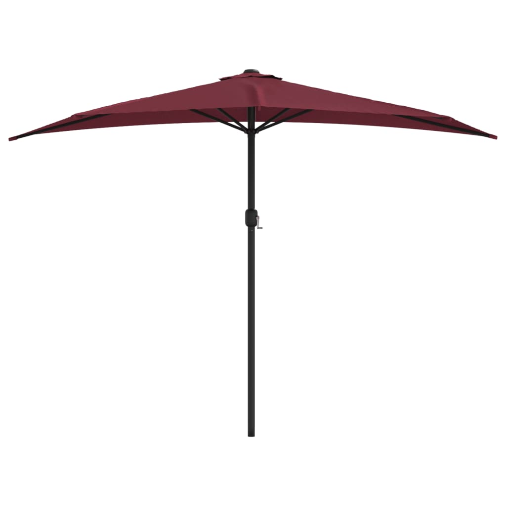 Berkfield Balcony Parasol with Aluminium Pole Bordeaux Red 300x155x223 cm Half