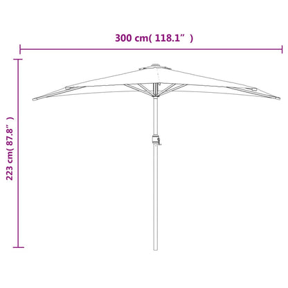 Berkfield Balcony Parasol with Aluminium Pole Bordeaux Red 300x155x223 cm Half