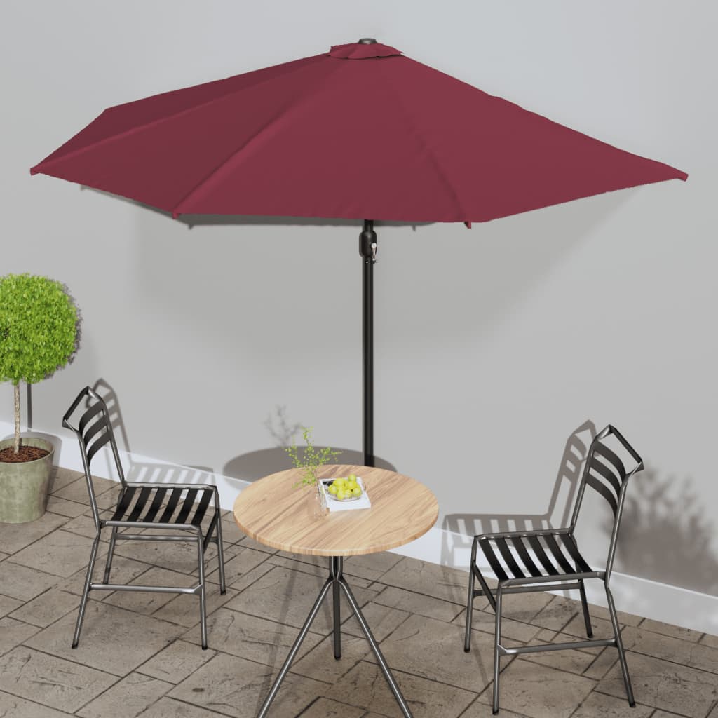Berkfield Balcony Parasol with Aluminium Pole Bordeaux Red 300x155x223 cm Half
