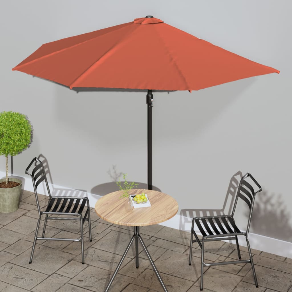 Berkfield Balcony Parasol with Aluminium Pole Terracotta 300x155x223 cm Half