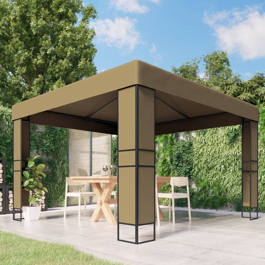 Berkfield Gazebo with Double Roof 3x3x2.7 m Taupe 180 g/m�__