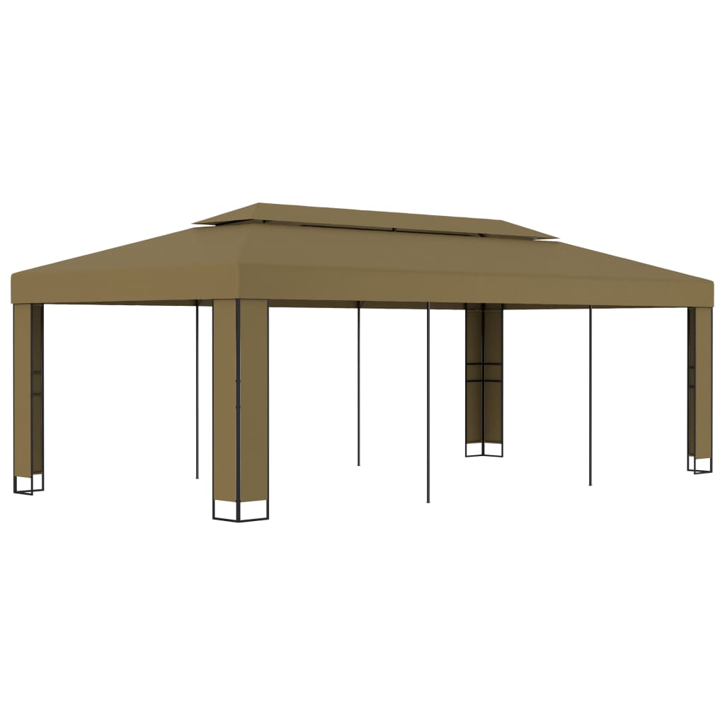 Berkfield Gazebo with Double Roof 3x6 m Taupe 180 g/m�__