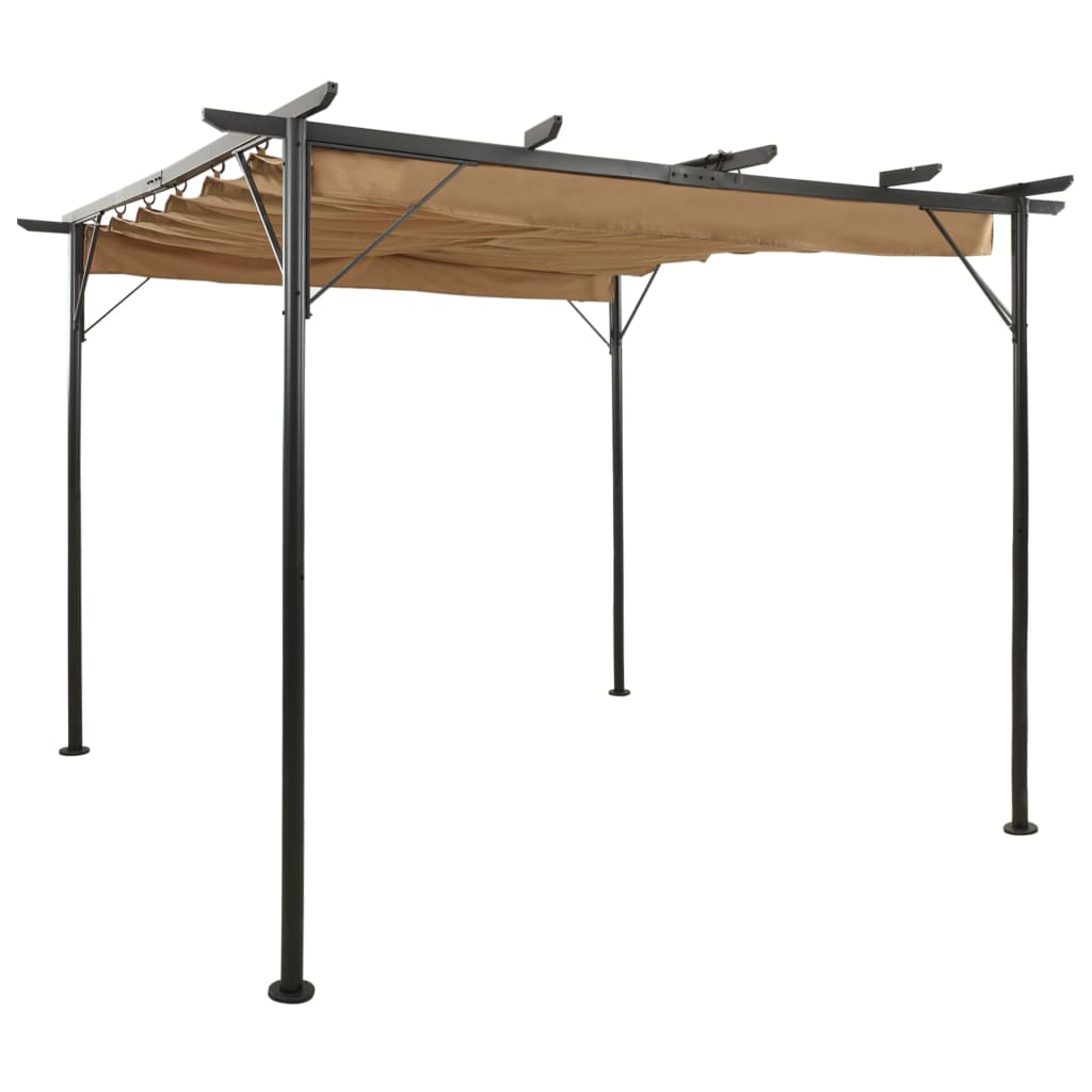 Berkfield Pergola with Retractable Roof Taupe 3x3 m Steel 180 g/m�__