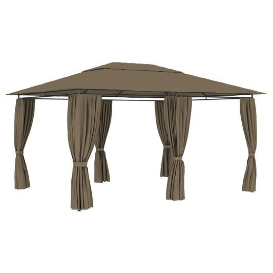 Berkfield Garden Marquee with Curtains 4x3 m Taupe 180 g/m�__