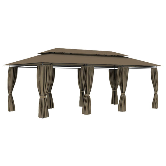Berkfield Gazebo with Curtains 600x298x270 cm Taupe 180 g/m�__
