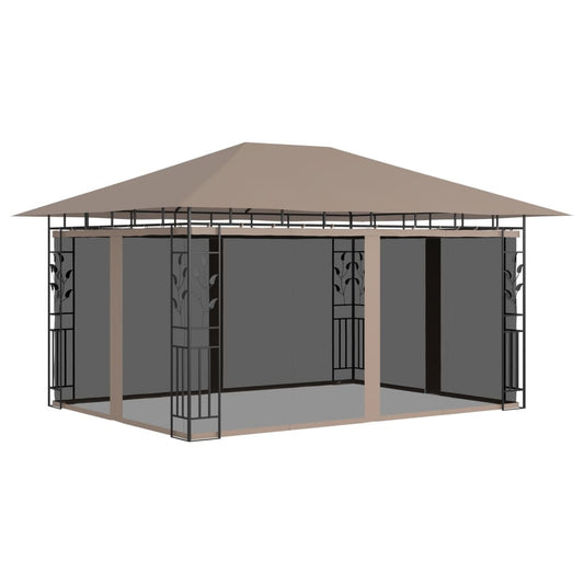 Berkfield Gazebo with Mosquito Net 4x3x2.73 m Taupe 180 g/m�__