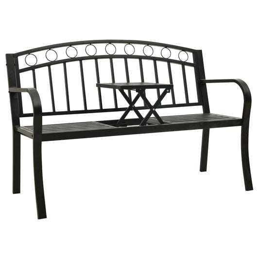 Berkfield Garden Bench with a Table 125 cm Steel Black