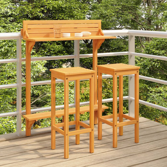 Berkfield 3 Piece Balcony Bar Set Solid Acacia Wood