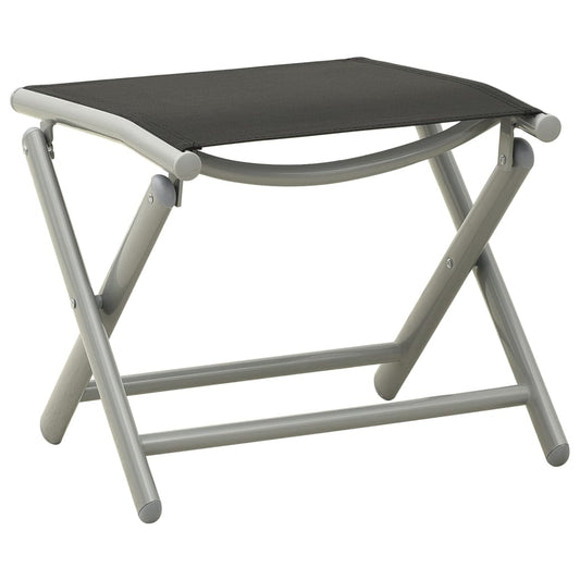 Berkfield Folding Footrest Black and Silver Textilene and Aluminium