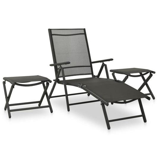 Berkfield 3 Piece Garden Lounge Set Textilene and Aluminium Black