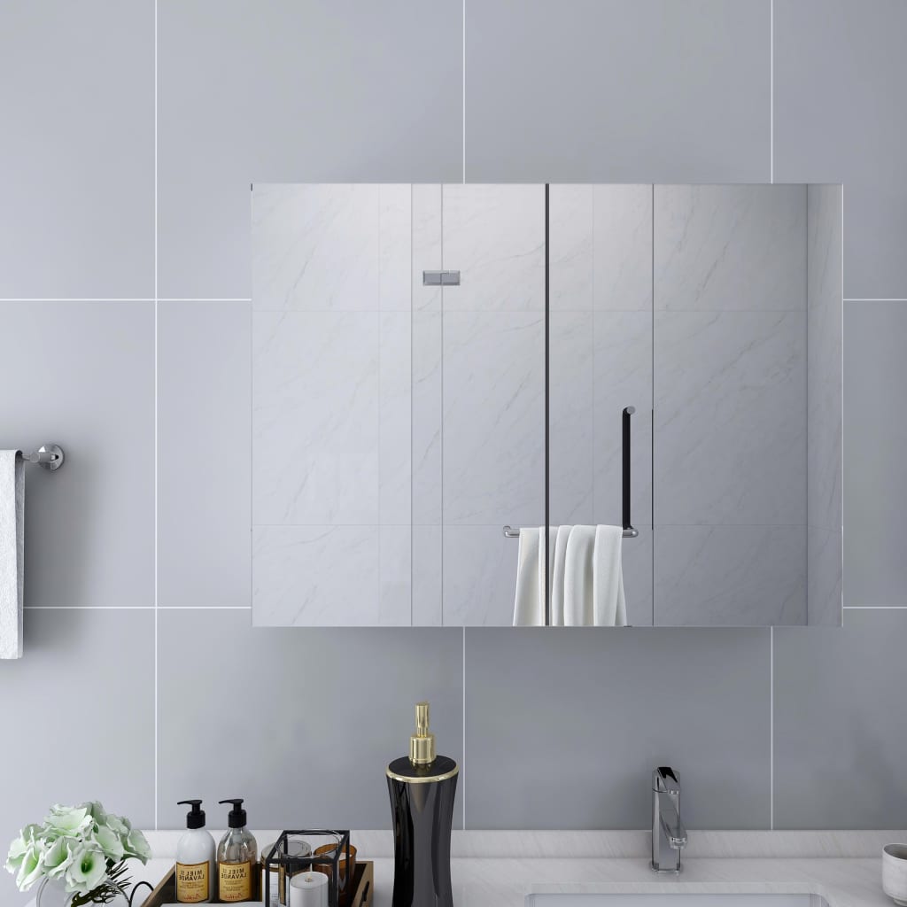 Berkfield Bathroom Mirror Cabinet White 80x15x60 cm MDF