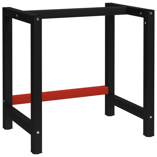 Berkfield Work Bench Frame Metal 80x57x79 cm Black and Red