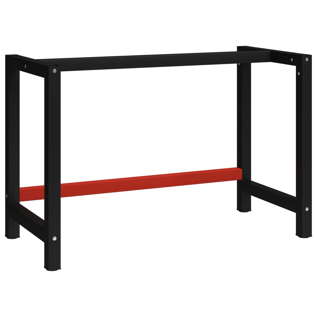 Berkfield Work Bench Frame Metal 120x57x79 cm Black and Red