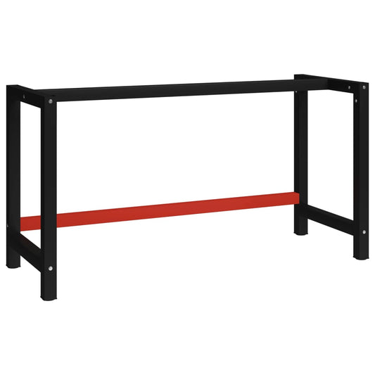 Berkfield Work Bench Frame Metal 150x57x79 cm Black and Red