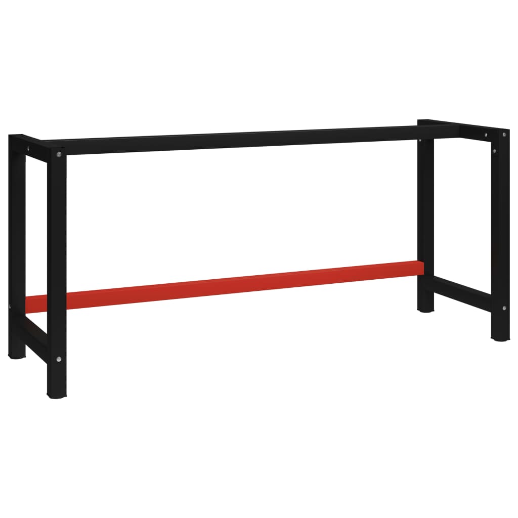 Berkfield Work Bench Frame Metal 175x57x79 cm Black and Red