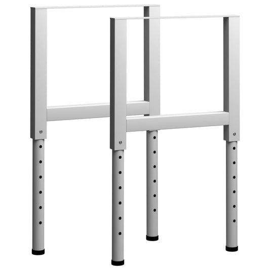 Berkfield Adjustable Work Bench Frames 2 pcs Metal 55x(69-95.5) cm Grey