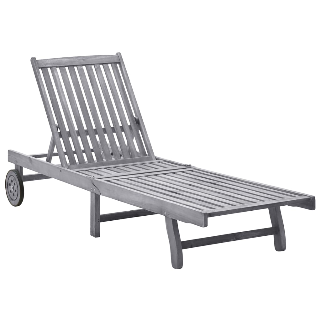 Berkfield Sun Lounger Solid Acacia Wood