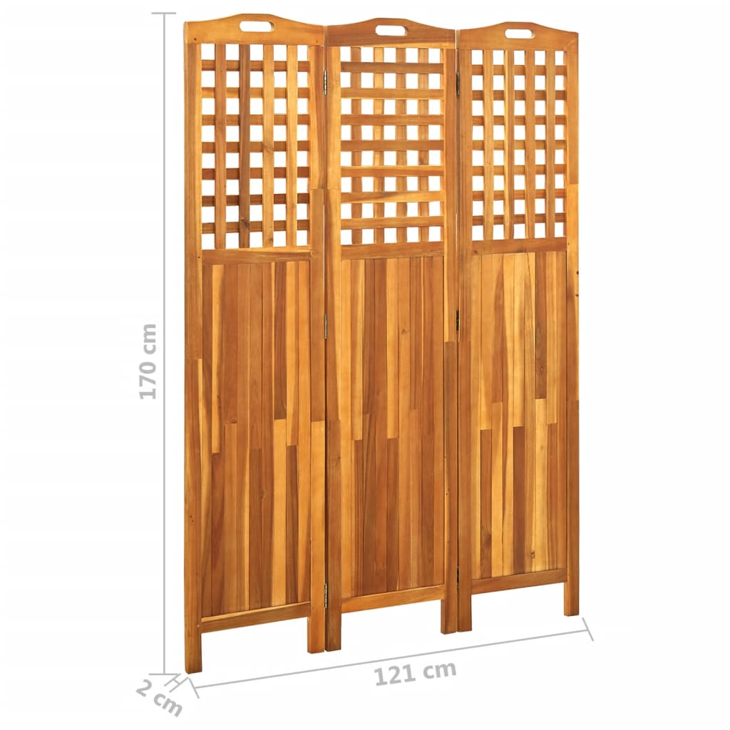 Berkfield 3-Panel Room Divider 121x2x170 cm Solid Acacia Wood