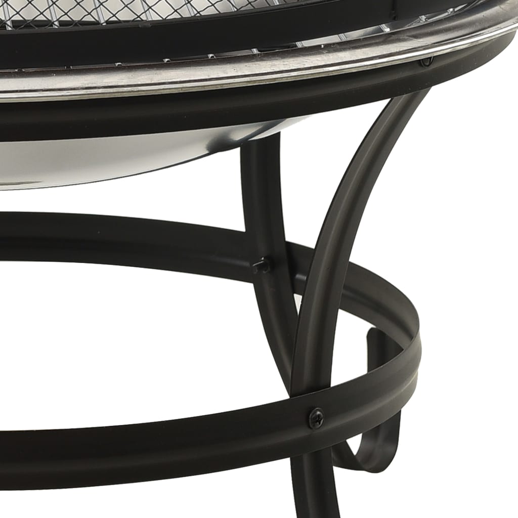 Berkfield 2-in-1 Fire Pit and BBQ with Poker 56x56x49 cm Stainless Steel