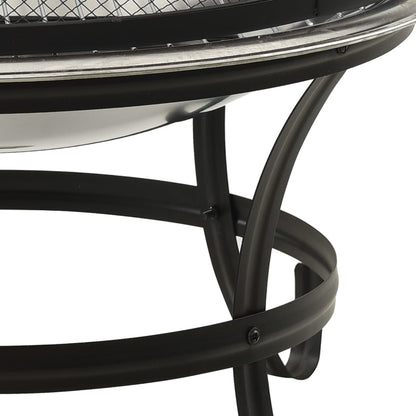 Berkfield 2-in-1 Fire Pit and BBQ with Poker 56x56x49 cm Stainless Steel