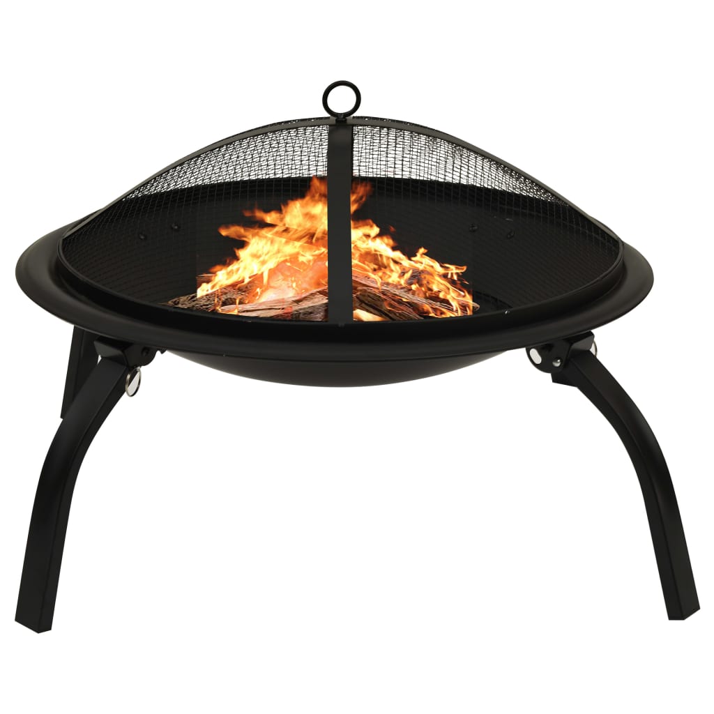 Berkfield 2-in-1 Fire Pit and BBQ with Poker 56x56x49 cm Steel