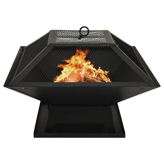 Berkfield 2-in-1 Fire Pit and BBQ with Poker 46.5x46.5x37 cm Steel