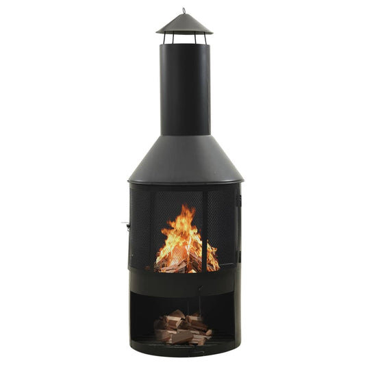 Berkfield Garden Stove with Grid and Poker 47x47x135.7 cm Steel