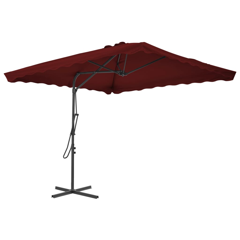 Berkfield Outdoor Parasol with Steel Pole Bordeaux Red 250x250x230 cm