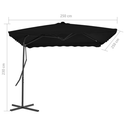 Berkfield Outdoor Parasol with Steel Pole Black 250x250x230 cm